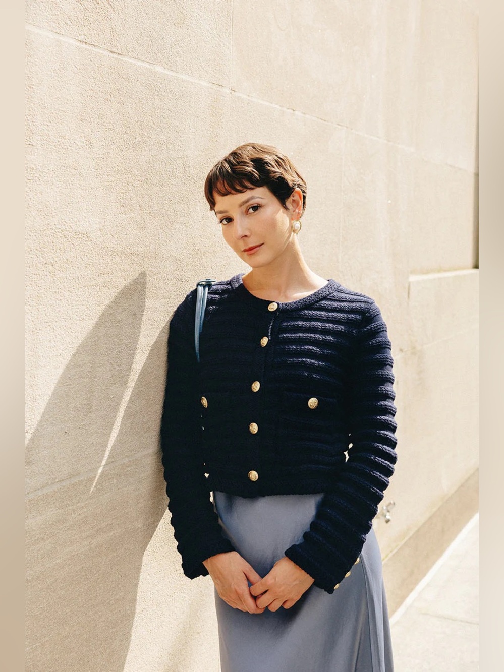 NEW! PETITE STUDIO Cindy Cotton Cardigan (Navy)